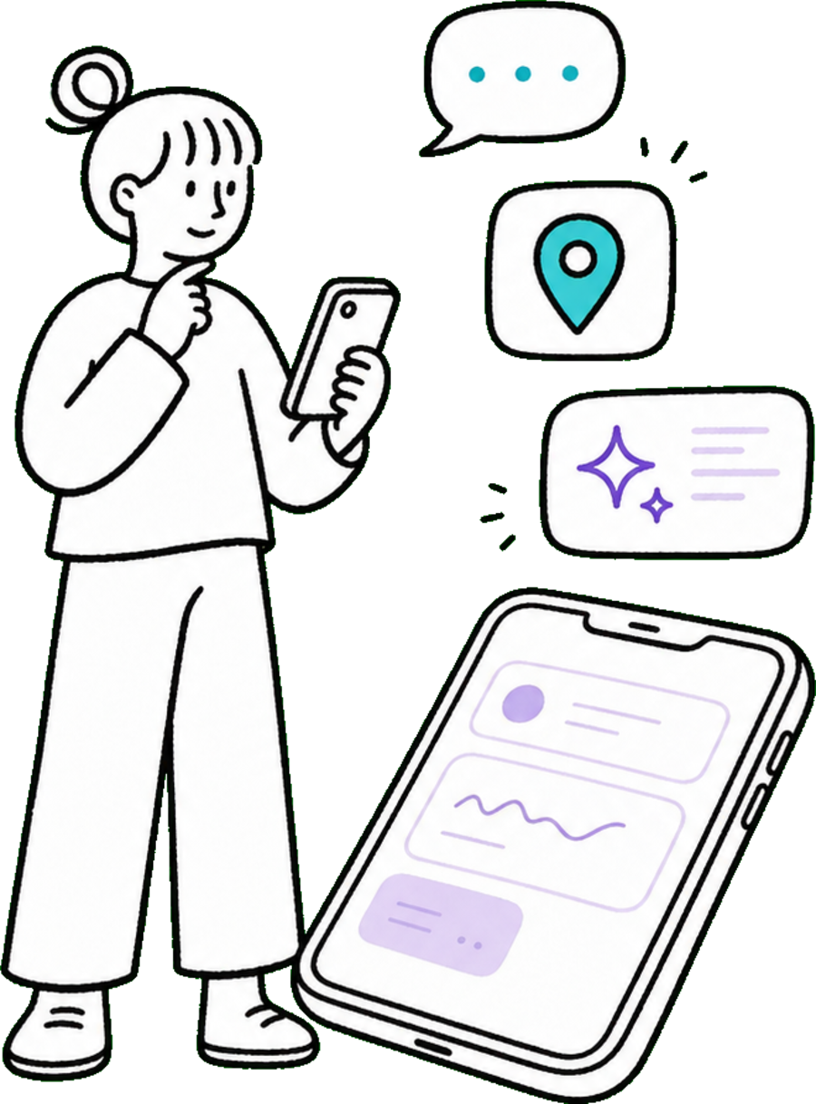 A woman calmly talking to Safer's AI, which turns her signal into a clear alert